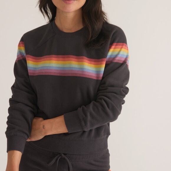 Marine Layer Anytime Sweatshirt Womens XS Charcoal Gray Rainbow Athleisure Top - Picture 1 of 10